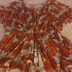 Free People Shortsleeve drawstring top Sz S